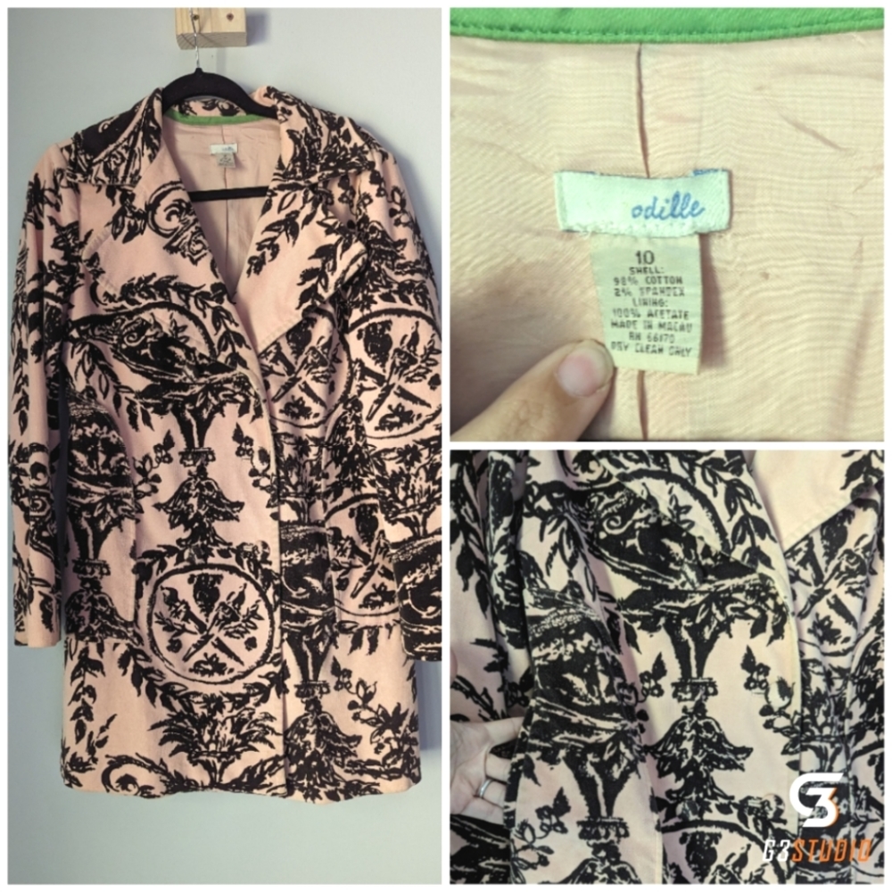 Anthropologie Pink & Black Pea Coat
